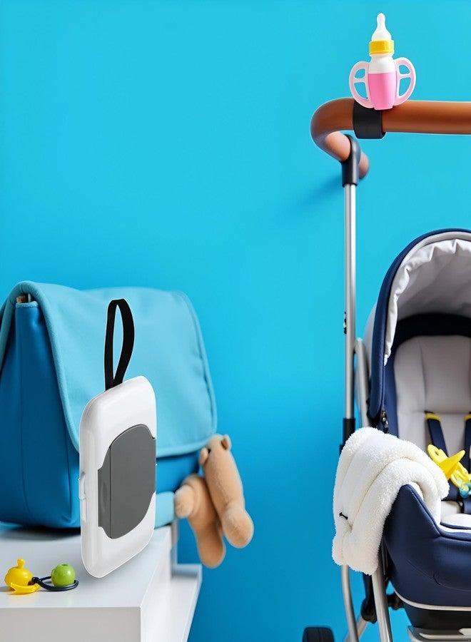 Tustao Gray Travel Wipe Holder,baby wipes dispenser Reusable Wet Wipe Container Box Strollers Hanging Dispensers Refillable Wipe Case Safe Wet Storage baby wipe holder Wipe Holders Wipes and Holders - Image 3